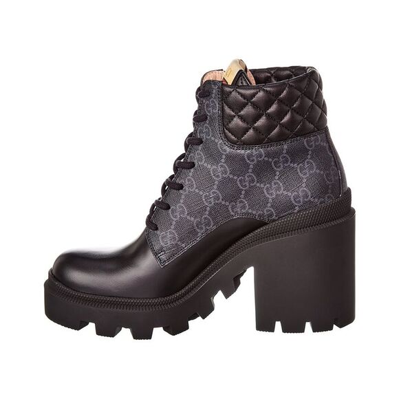 Gucci Gg Supreme Canvas & Leather Bootie, Black - Picture 2 of 5